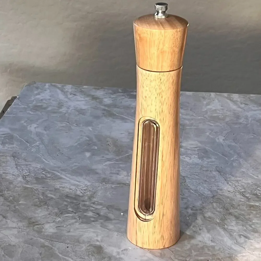 Wooden Salt Or Pepper Grinder 10 Tall With Peekaboo Window